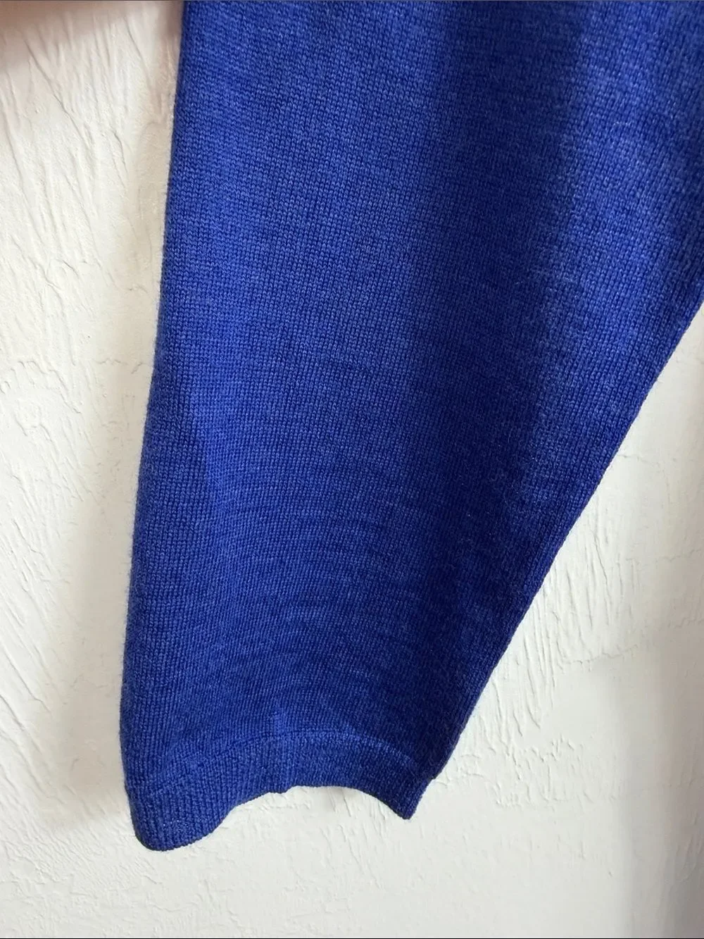 Eileen Fisher Merino Wool Tunic Sweater Medium Blue V Neck Pockets Oversized